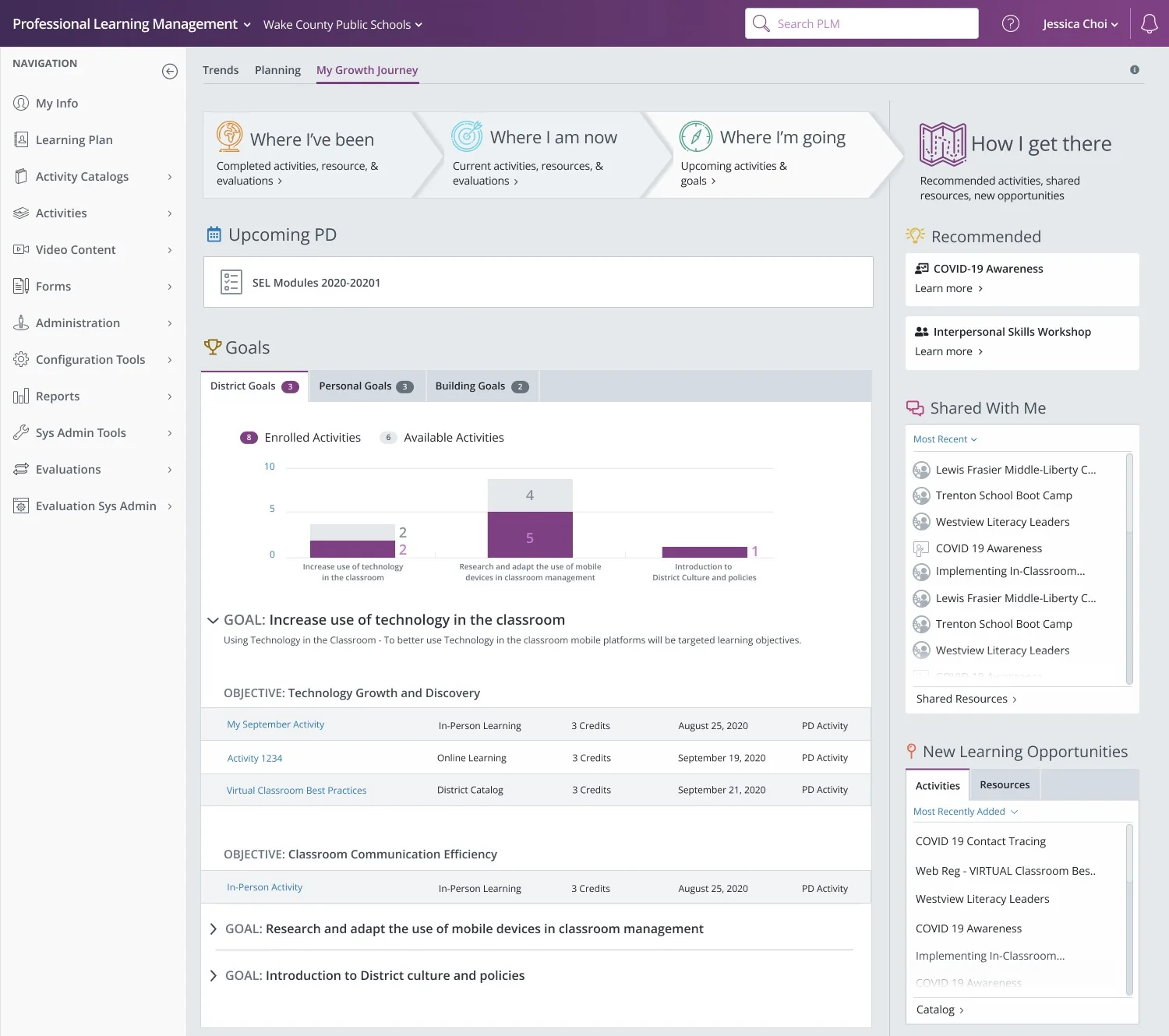 Second pass: stacked purple bars of enrolled and available activities