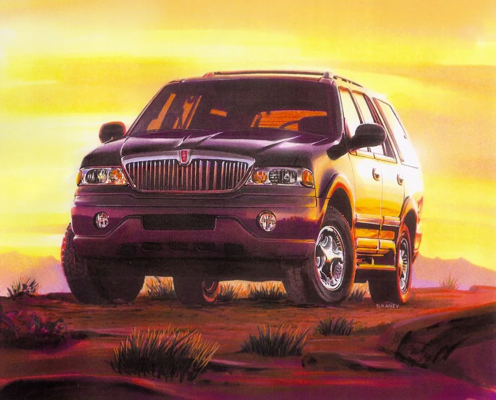 SUV on a plain at sunset
