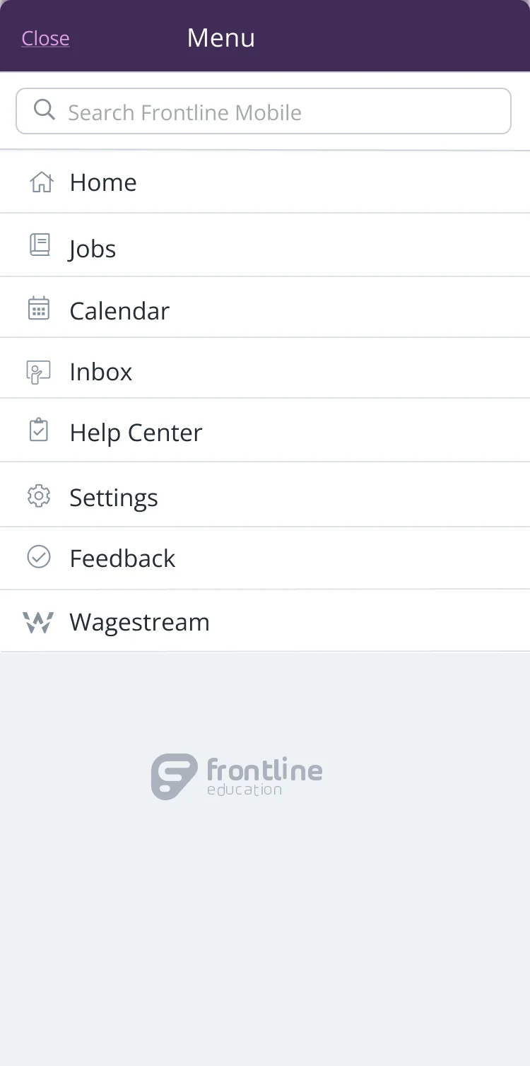 Frontline menu with a Wagestream item