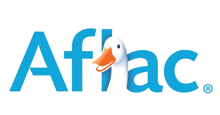 The Aflac logo, with the Aflac Duck peeking out between the letters