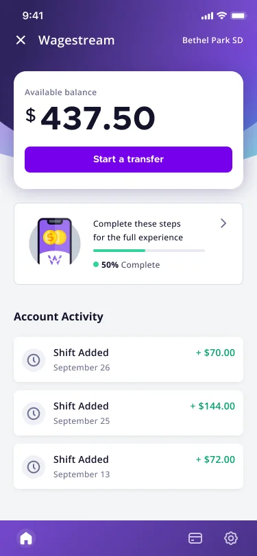 Dashboard with a banner saying the debit card doesn’t match the linked bank