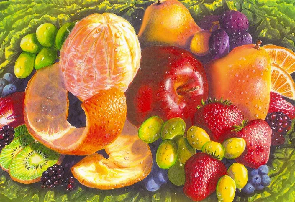 Painted still life of fruit