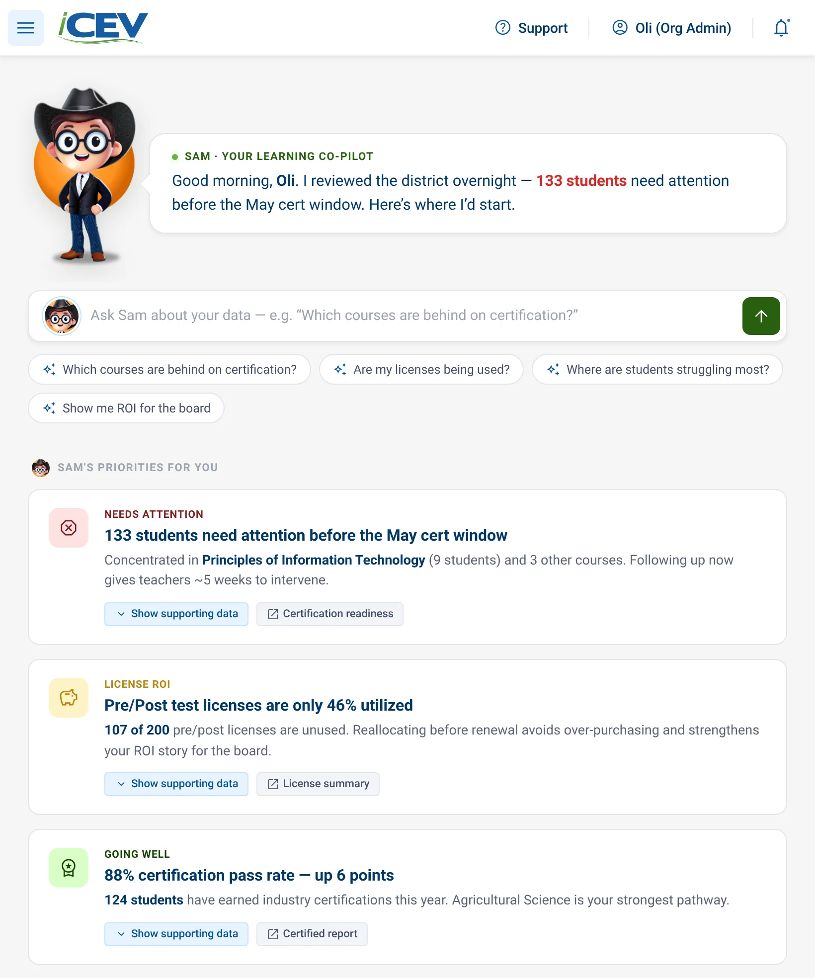 The same screen with the sidebar collapsed, giving the content a centered, wider layout.